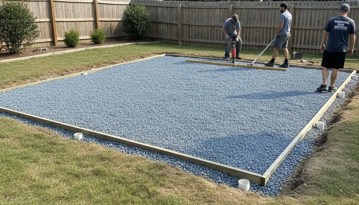 Professional shed foundation and base preparation by landscaping experts in Richmond, VA