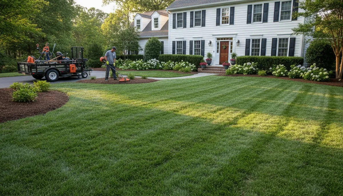 Professionally maintained residential lawn in Richmond, VA showcasing expert landscaping and curb appeal