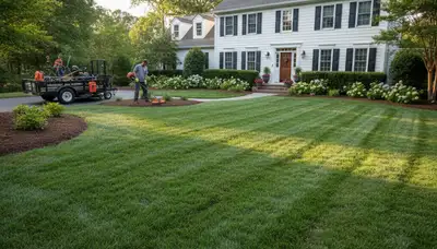 Professionally maintained residential lawn in Richmond, VA showcasing expert landscaping and curb appeal